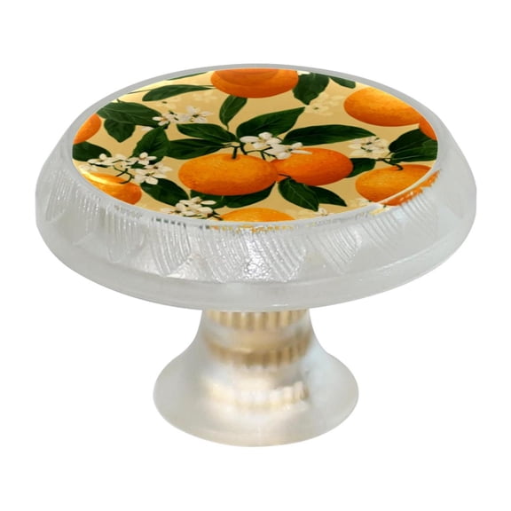 Imobaby 4 Pcs Plastic Round Cabinet Knob Home Decor - White Flower Orange Lighted