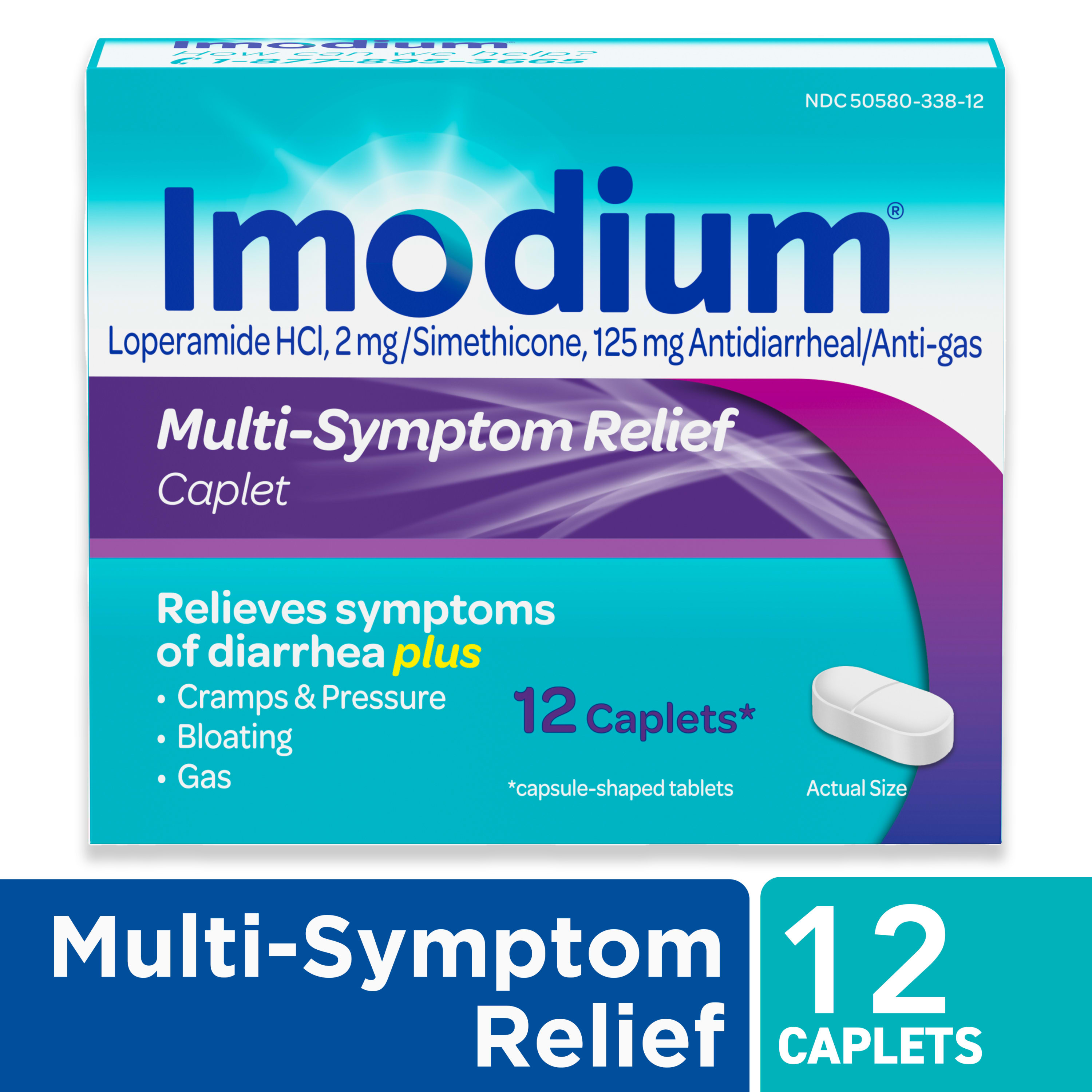 Imodium Multi-Symptom Relief Anti-Diarrheal Medicine Caplets, 12 ct. - image 1 of 13