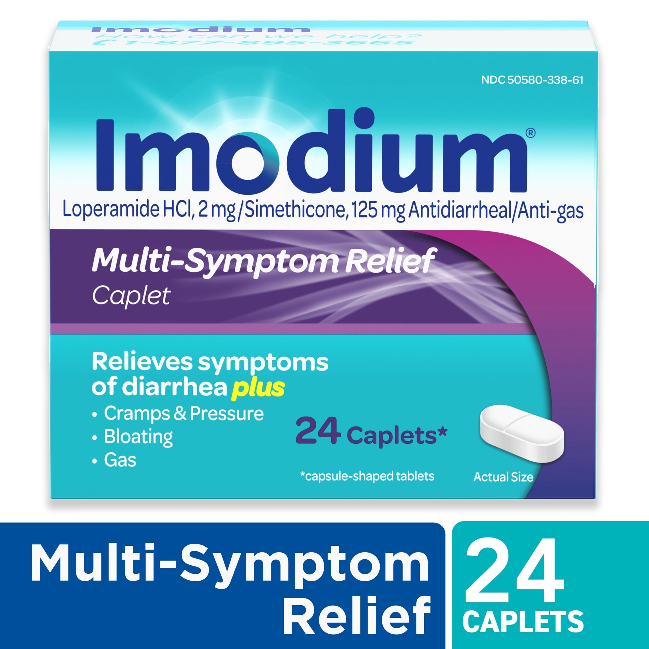 Imodium Multi-Symptom Relief Anti-Diarrheal Medicine Caplets, 24 Count