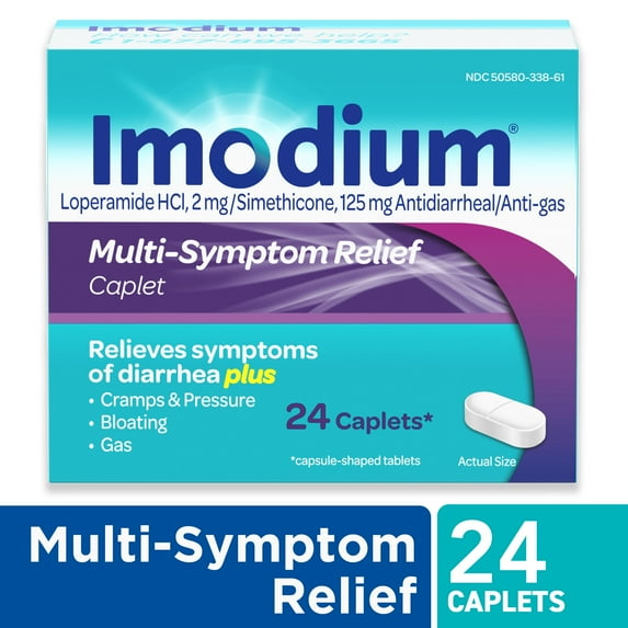 Imodium Multi-Symptom Relief Anti-Diarrheal Medicine Caplets, 24 Count