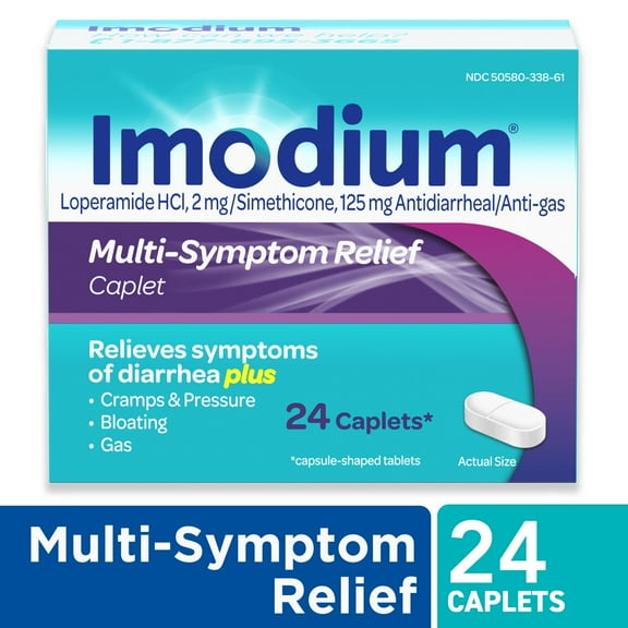 Imodium Multi-Symptom Relief Anti-Diarrheal Medicine Caplets, 24 Count