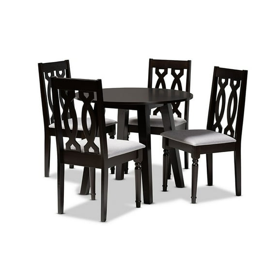 Imogen Modern and Contemporary Grey Fabric Upholstered and Wood 5-Piece Dining Set