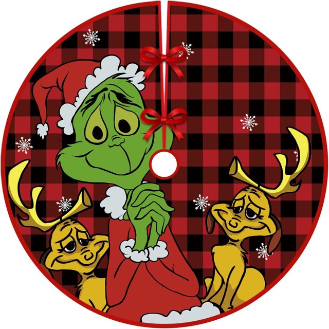 Imoment 47 inches Grinch Tree Skirt Christmas Tree Skirt,Xmas Tree