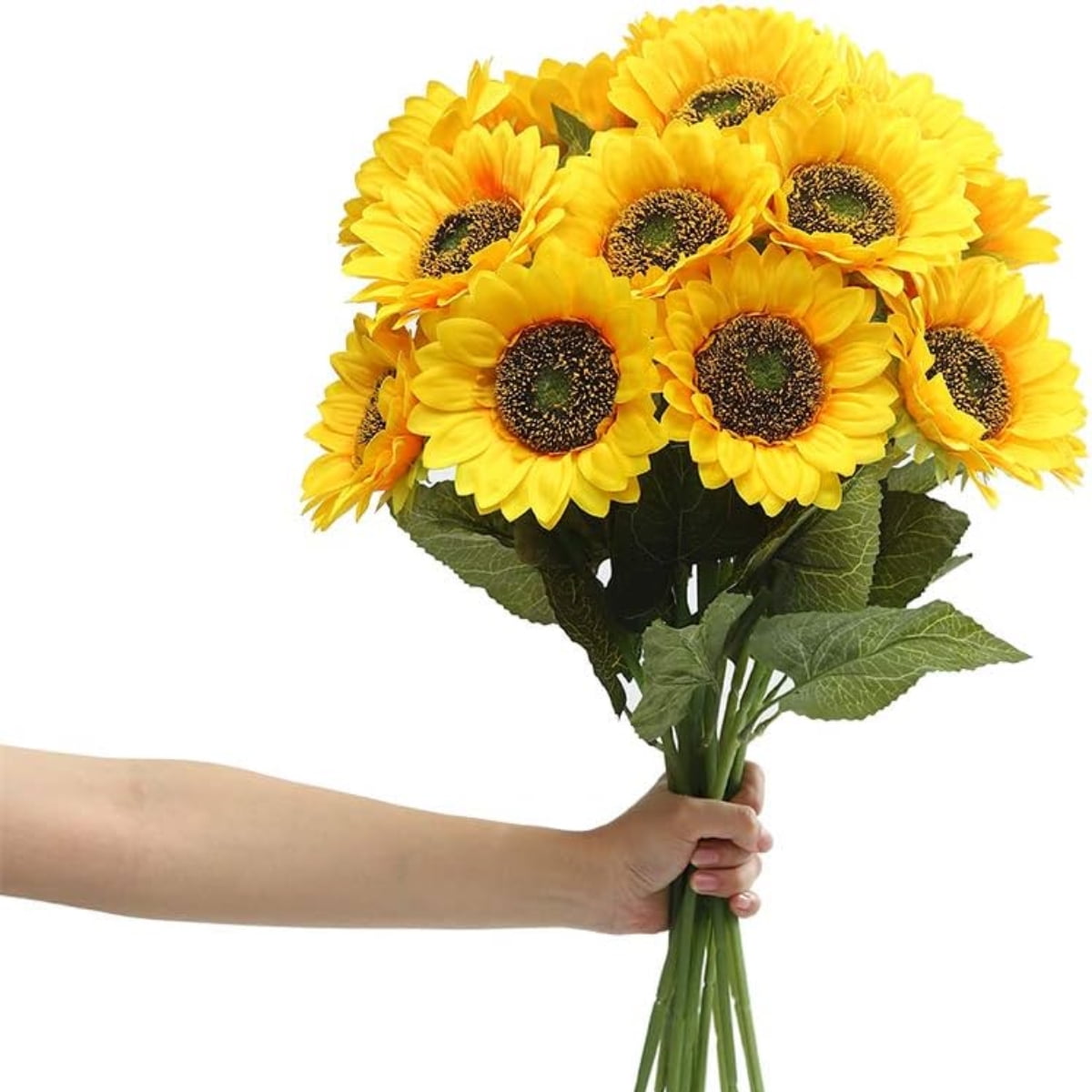 Imoment 6 Bunches Artificial Sunflower Flowers Long Stem Silk Fake