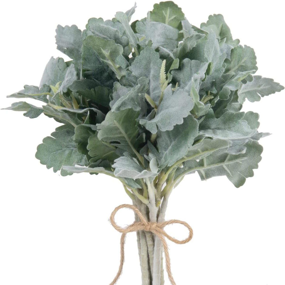 Imoment 6pcs Artificial Flocked Lambs Ear Leaves Stems Faux Lamb's Ear Branches Picks Greenery