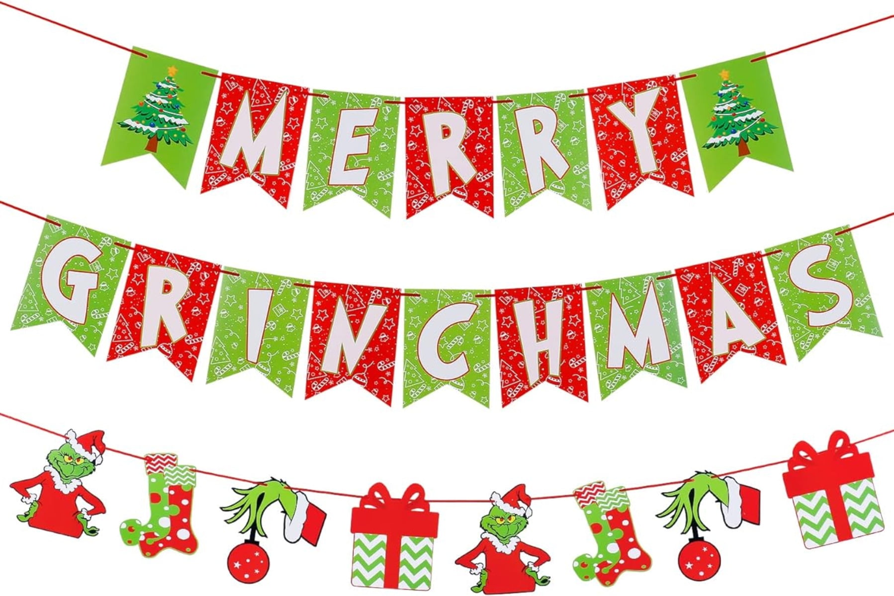 Imoment Merry Grinchmas Banner Grinch Hanging Flag Grinch Christmas ...