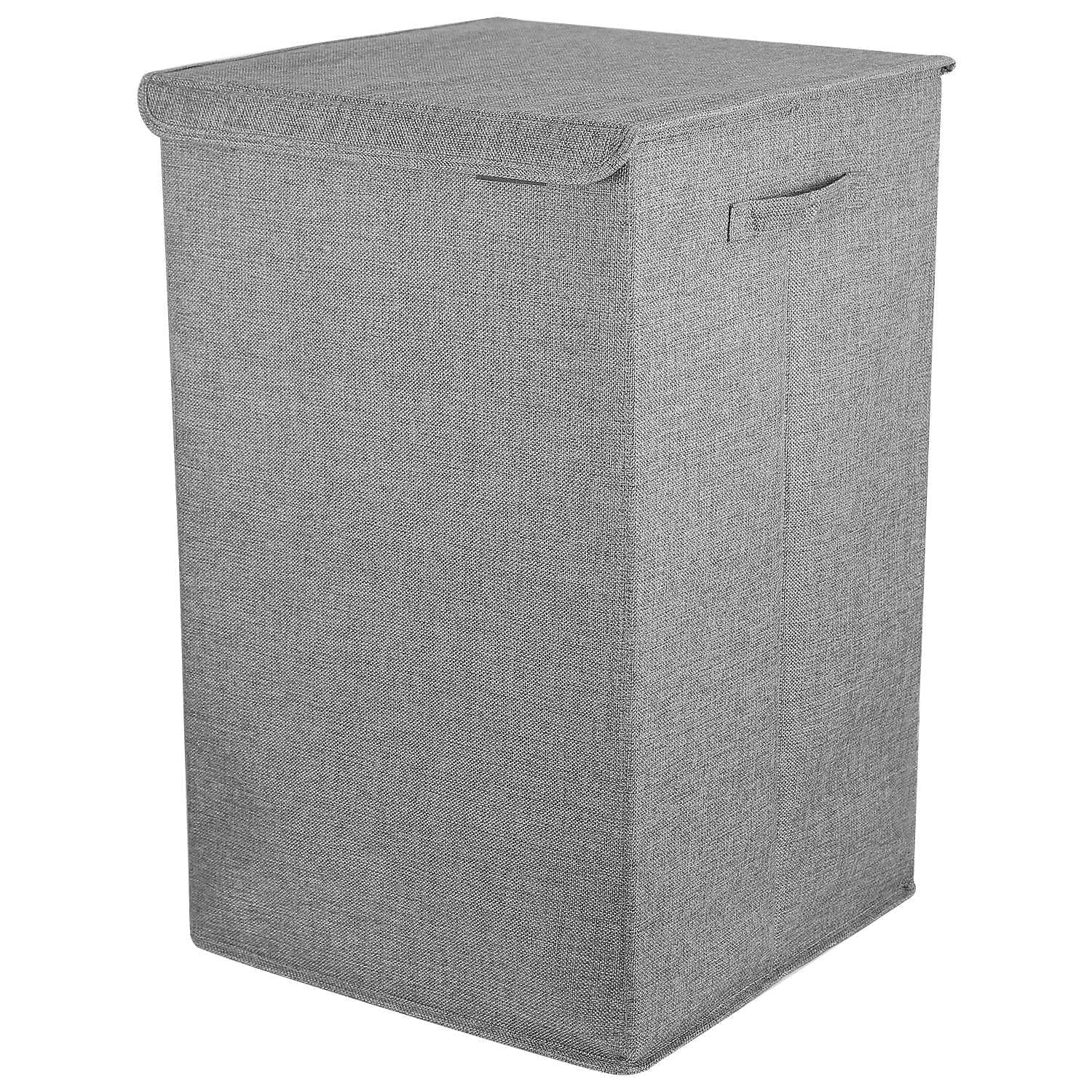 Imountek 100 L Folding Laundry Basket, Laundry Hamper with Lid Handles for Bedroom Bathroom, Grey