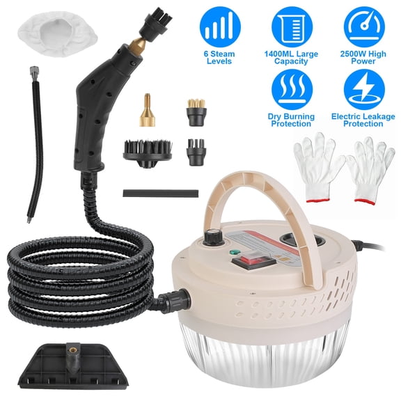 Imountek 2500W Handheld Steamer Cleaner, High Temperature and Pressure Steam Clean Machine with 47.35oz Tank 6 Steam Levels for Dirt Grease Grout Tile Floor Couch Car