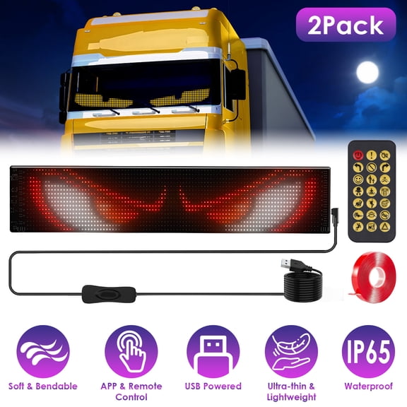 Imountek 2Pack 16x96 Matrix Ultra-Thin Programmable LED Car Signs, Animation Sign for Store with APP Remote Control DIY Design Text Patterns Animations, 4.72x23.62in