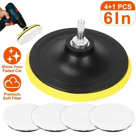 Imountek 6" Car Polishing Pads Set, 5Pcs Plush Buffing Wheels with M14 Drill Adapter for Auto Detailing, Waxing & Furniture Care