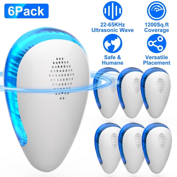 Imountek 6 Pack Ultrasonic Pest Repellers Indoor Plug-In Bug Repellent for Roach Rodent Mouse Bugs Mosquito for Bedroom Garage Office Home Use