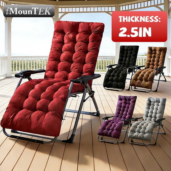 Imountek 67x22x2.5 inch Patio Chaise Lounger Bench Cushion, Indoor Outdoor Recliner Rocking Chair Cushion with Fixing Straps, Purple