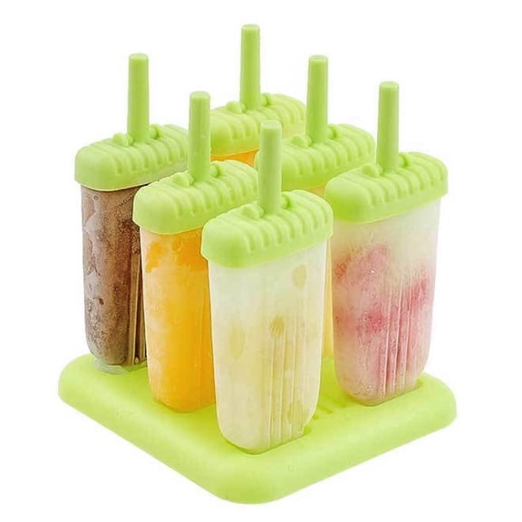 Imountek 6Pcs Popsicle Molds Ice Cream DIY Ice Pop Maker For Homemade Iced Snacks, Green