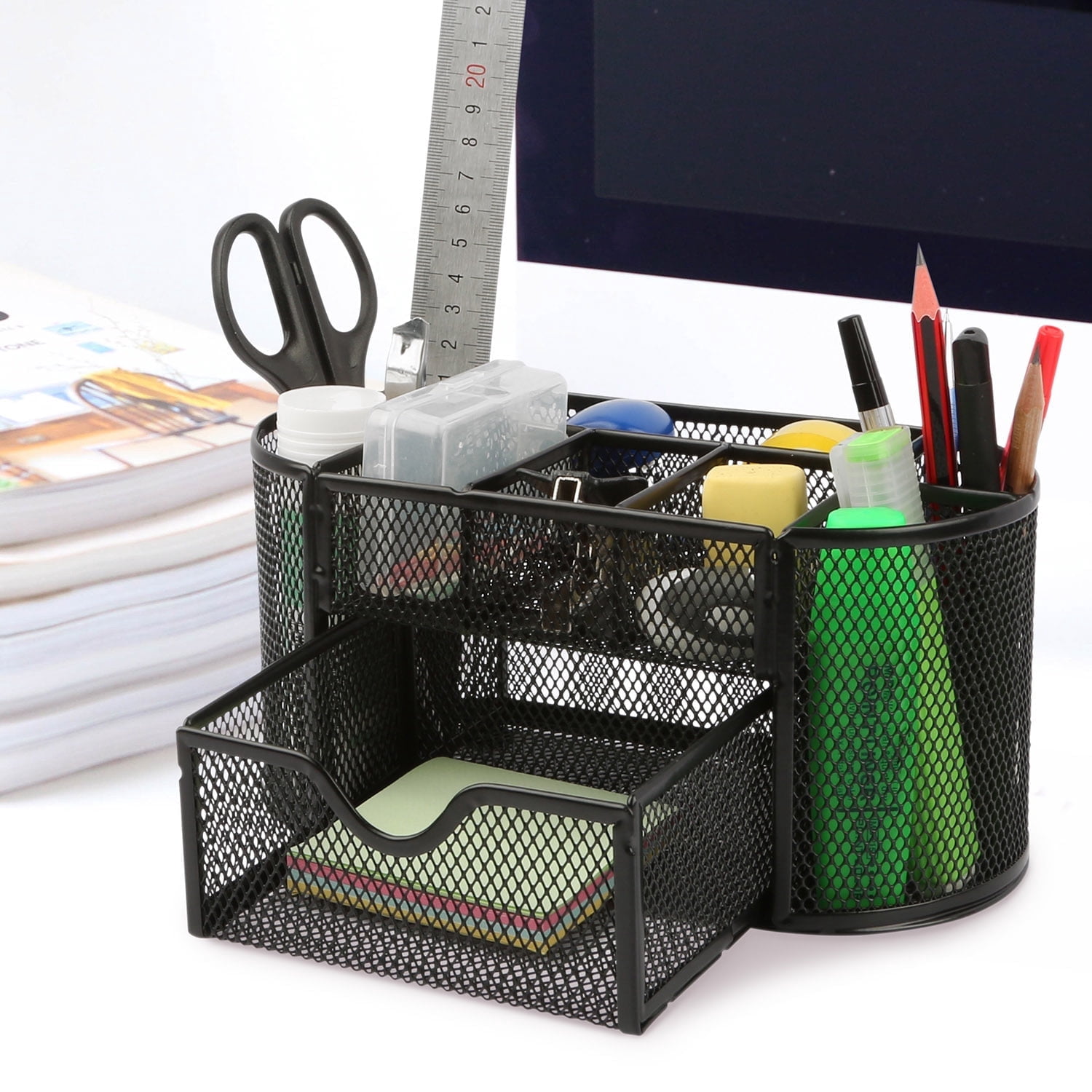 Imountek 8-Compartment Desk Organizer & Pencil Holder, Black, 1 Pack