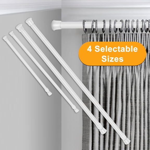 Imountek Adjustable Spring Tension Curtain Rod, No Drill Heavy-Duty Steel Curtain Pole for Bathroom Kitchen Wardrobe, (11.8-19.7in)