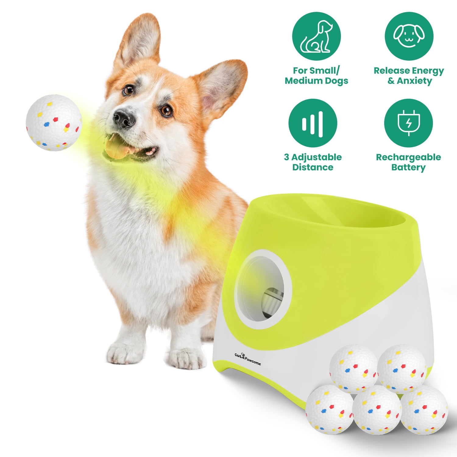 Imountek Automatic Dog Ball Launcher Rechargeable Interactive Fetch Toy ...
