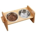thumbnail image 1 of Imountek Bamboo Double Pet Feeder for Dogs, Cats and Rabbits, 1 of 8