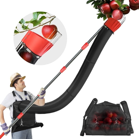 Imountek Fruit Picker Pole with Harvest Bag, Adjustable Length High Reach Fruit Picker Pole