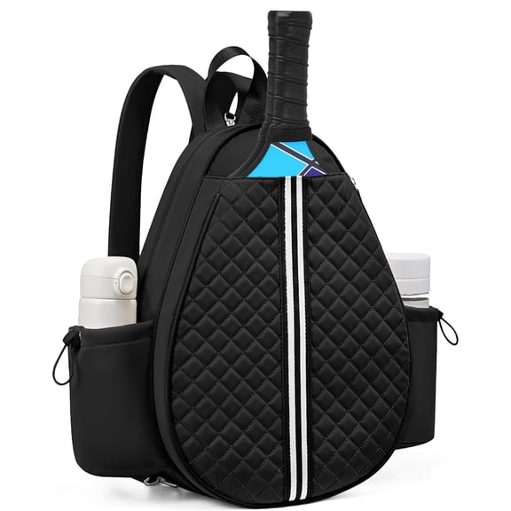 Imountek Pickleball Sling Bag for Men Women, Waterproof Sports Pickleball Bags with Wet Pocket Hidden Fence Hook Machine Washable, Black