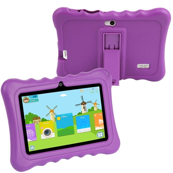 Imountek Shock-Resistant Silicone Snap-on Case with Stand for 7” Tablets, Fits for DX760, MX790, EX756 and More, Purple