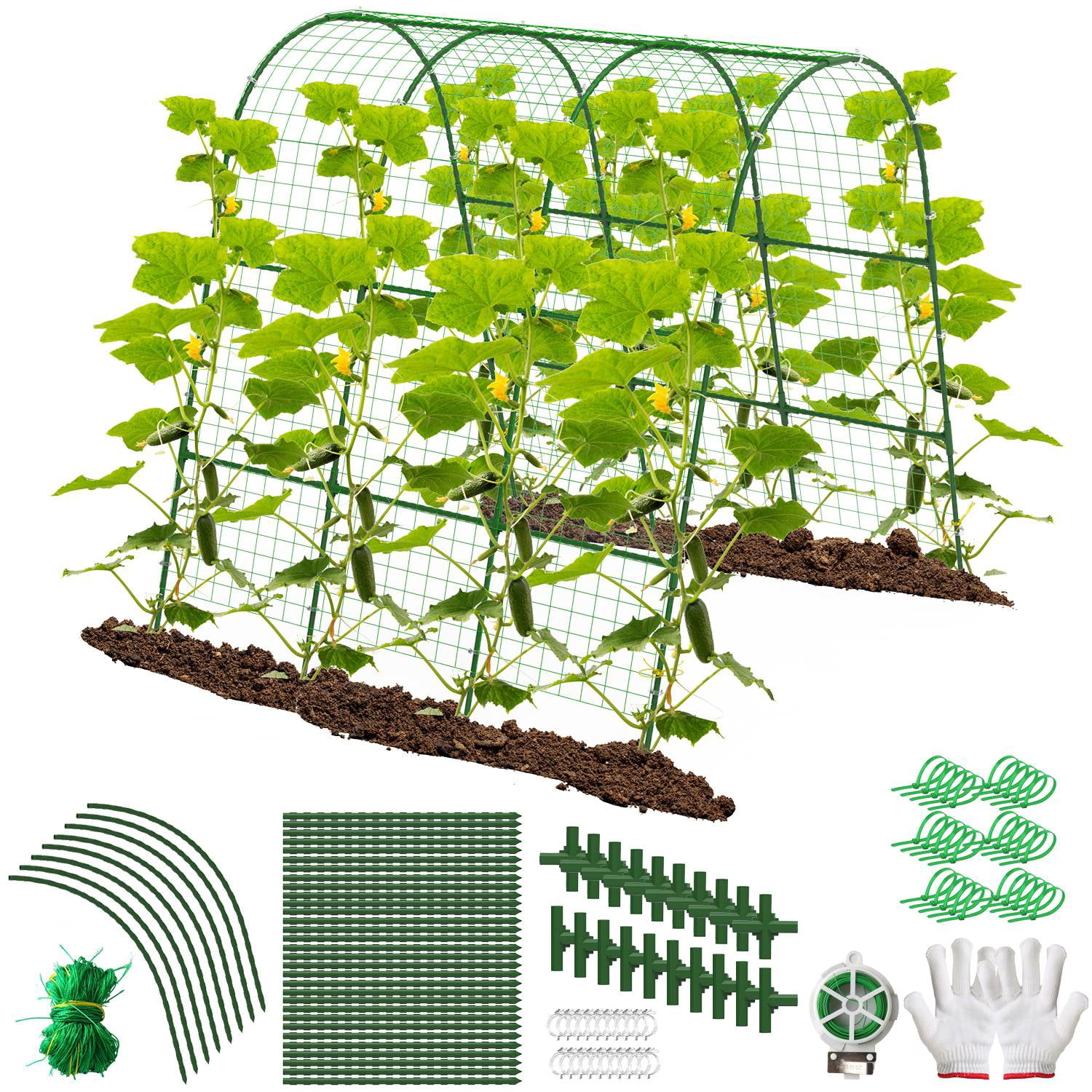 Imountek U-Shaped Arch Cucumber Trellis for Raised Bed Garden Tunnel Trellis with Climbing Net for Climbing Plants Vegetables Flowers Vine
