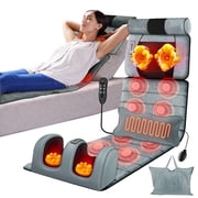 Imountek Electric Full Body Massage Mat with Heating, Vibration Massage Pad Cushion for Back Neck Foot, Includes Head Pillow & Lumbar Support, Timer, Anti-Slip Bottom Earplugs, Gray