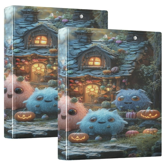 Imp Party 12.4x10.6in PVC Round Ring Binder, D-Ring 3-Hole, Metal Clip, 200 Sheets