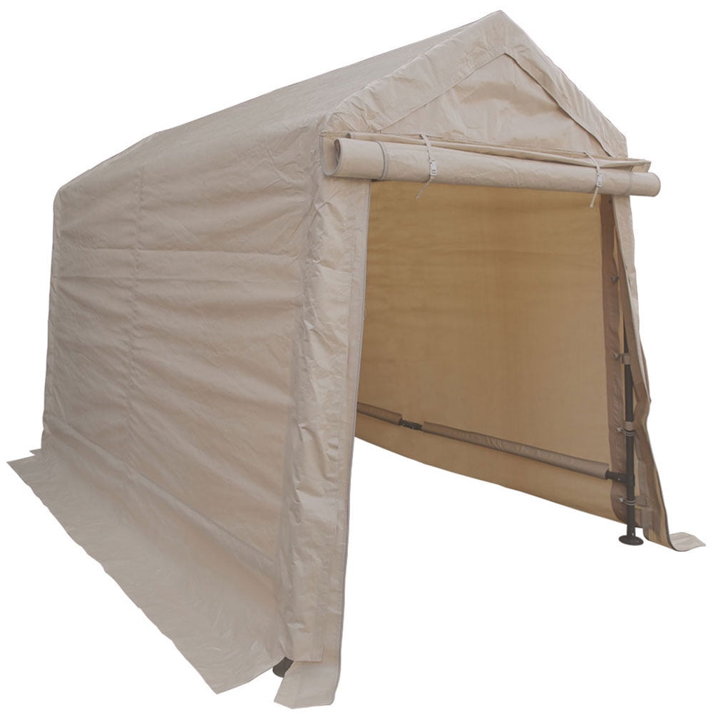Tan 6' x 8' Portable Steel Frame Outdoor Storage Shed