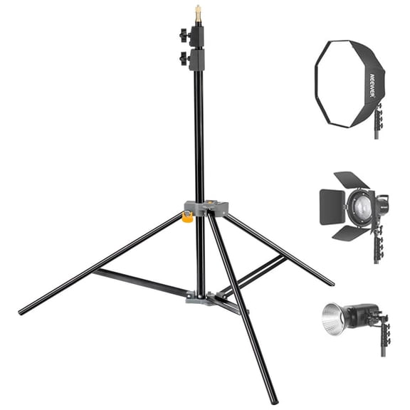 Impact Aluminum Interlocking Air Cushioned Light Stand 3.4 - 7.9 ft Extendable 3 Sections - Heavy Duty, 8.8 lb Capacity, Foldable & Stackable - Ideal for Photography, Reflectors, Cameras, Lights