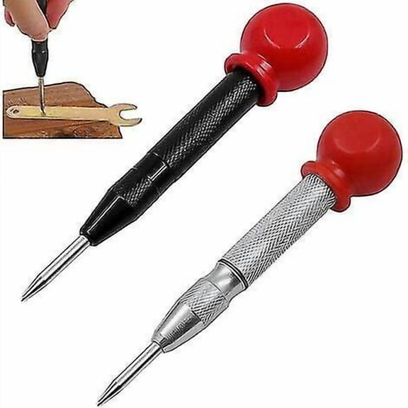 Impact Auto Center Punch 2 Pcs Triomphe Spring-loaded Center Punch Marking Punch Tool Adjustable Impact Auto Center Punch For Wood, Metal