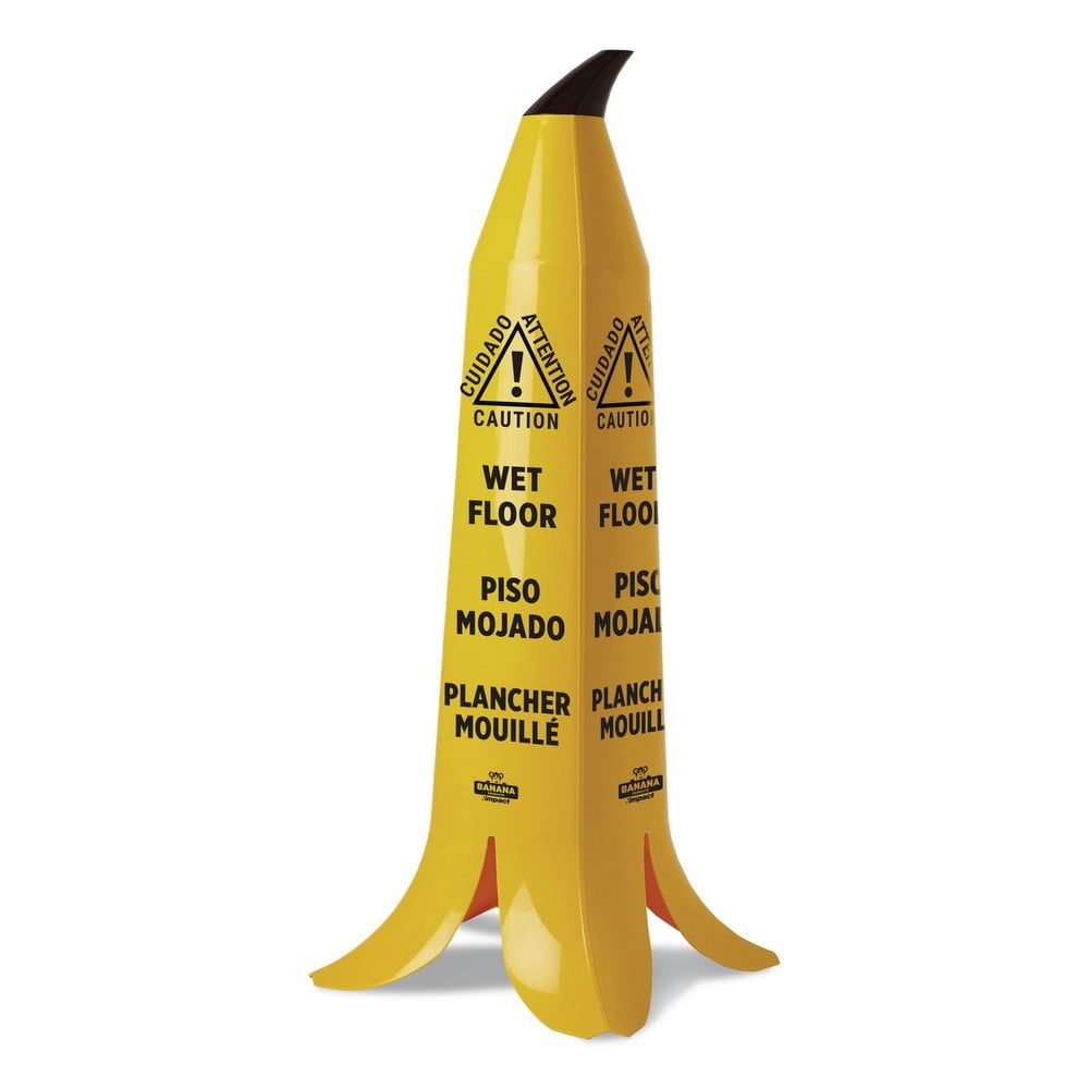 Yellow Safety 19 Inch Wet Floor Cones – 6-Pack, Cone-Shaped Caution Signs For Commercial & Office Use – Easy To Stack & Store