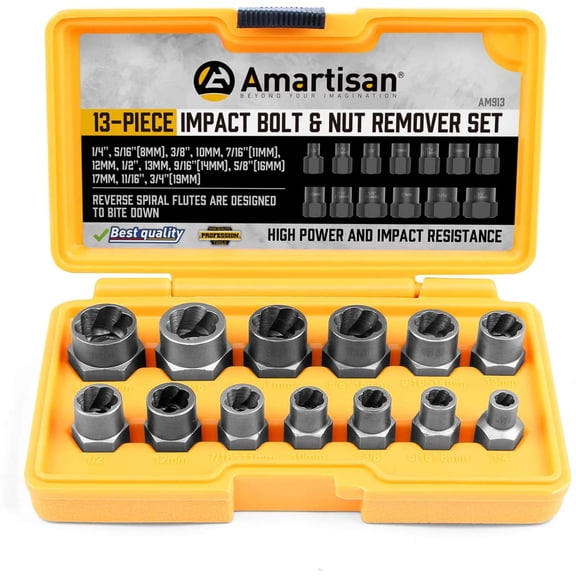 Impact Bolt Extractor Tool, 13PC Bolt Nut Removal Extractor Socket Tool Set