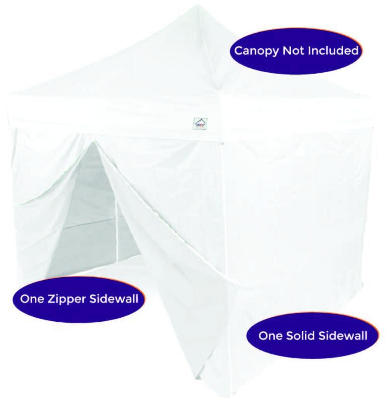 White Aluminum 10-Foot Canopy Tent Wall Set with Zipper and Solid Sidewalls