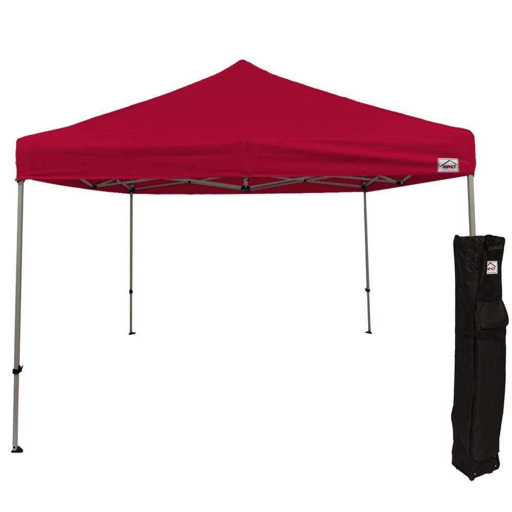 Impact Canopy 10 x 10 Pop Up Canopy Tent, Straight Leg Shelter, Steel Frame, Roller Bag, Red