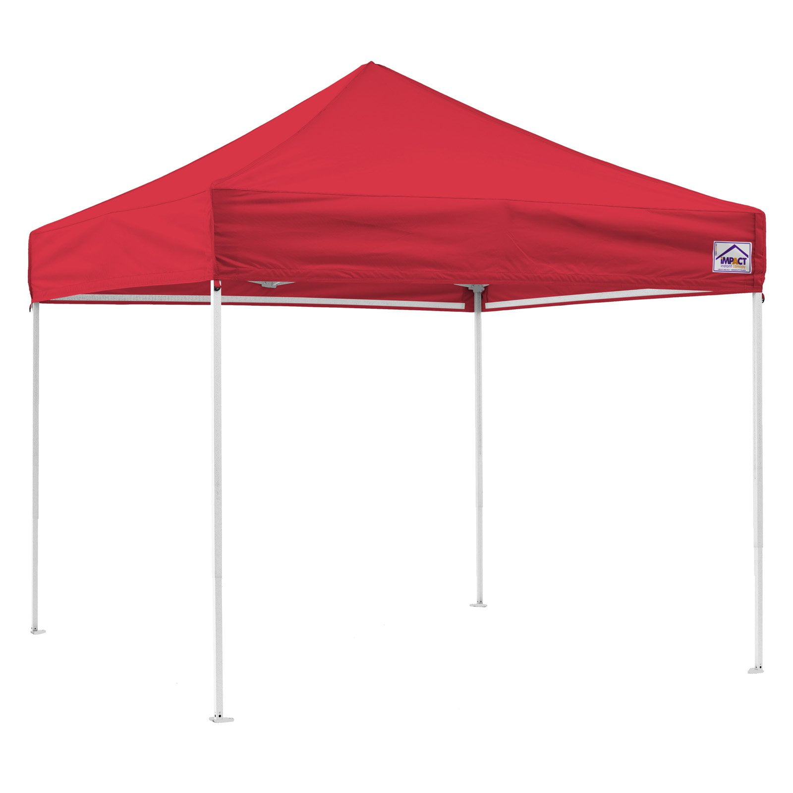 Impact Canopy 10x10 Instant Pop Up Canopy Tent, Straight Leg, Weight Bags, Roller Bag, Red