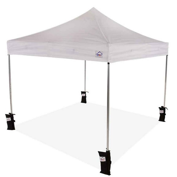 Impact Canopy 10x10 Instant Pop Up Canopy Tent, Straight Leg, Weight Bags, Roller Bag, White