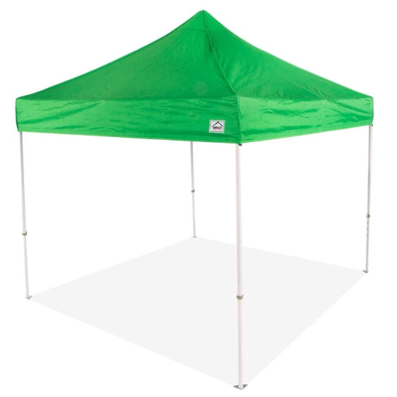 Impact Canopy 10x10 Pop Up Canopy Tent, Powder Coated Steel Frame, Straight Leg, Wheeled Roller Bag, Green