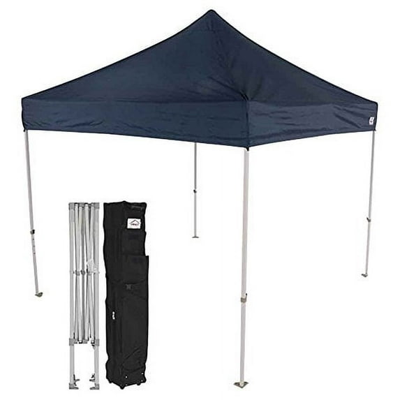 Impact Canopy 10x10 Pop Up Canopy Tent, Powder Coated Steel Frame, Straight Leg, Wheeled Roller Bag, Navy Blue