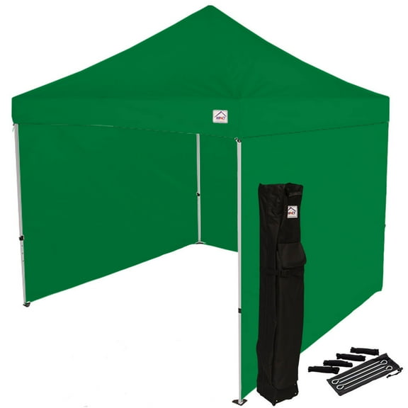 Impact Canopy 10x10 Pop Up Canopy Tent, Sidewalls, Straight Leg Shelter, Steel Frame, Roller Bag, Kelly Green