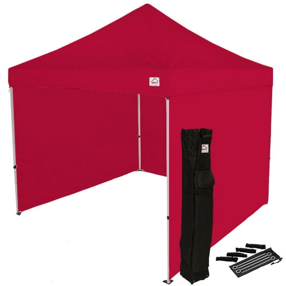 Impact Canopy 10x10 Pop Up Canopy Tent, Sidewalls, Straight Leg Shelter, Steel Frame, Roller Bag, Red