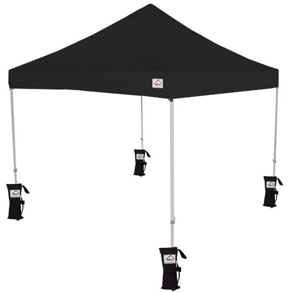 Impact Canopy 10x10 Pop Up Canopy Tent, Straight Leg Shelter, 4 Weight Bags, Steel Frame, Roller Bag, Black