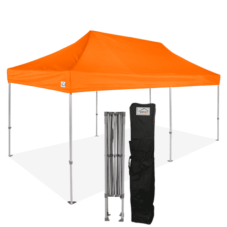 Impact Canopy 10x20 Instant Pop Up Canopy Tent, Commercial Grade Aluminum Frame, Wheeled Roller Bag, Orange