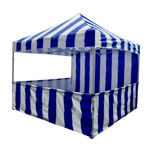 Impact Canopy Carnival Booth Kit 120" x 120" Blue and White Stripes Pop-up Outdoor Canopy