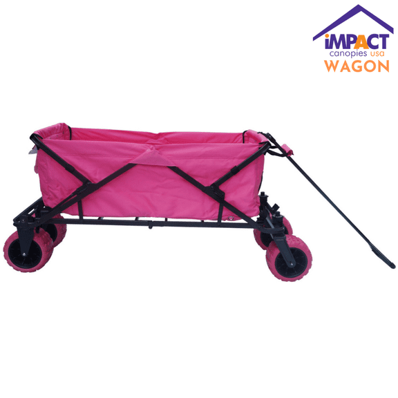 Impact Canopy Folding Utility Wagon, Collapsible, All Terrain Beach Wagon, Pink