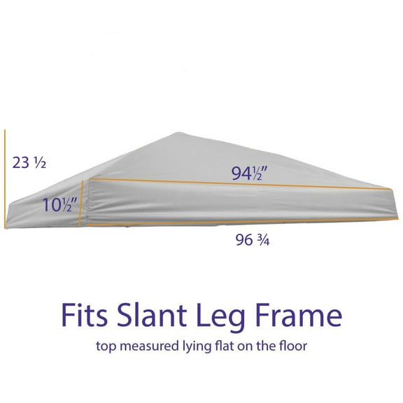 Impact Canopy Replacement Quest Canopy Top, Fits 10' x 10' Slant Leg Pop Up, Light Gray