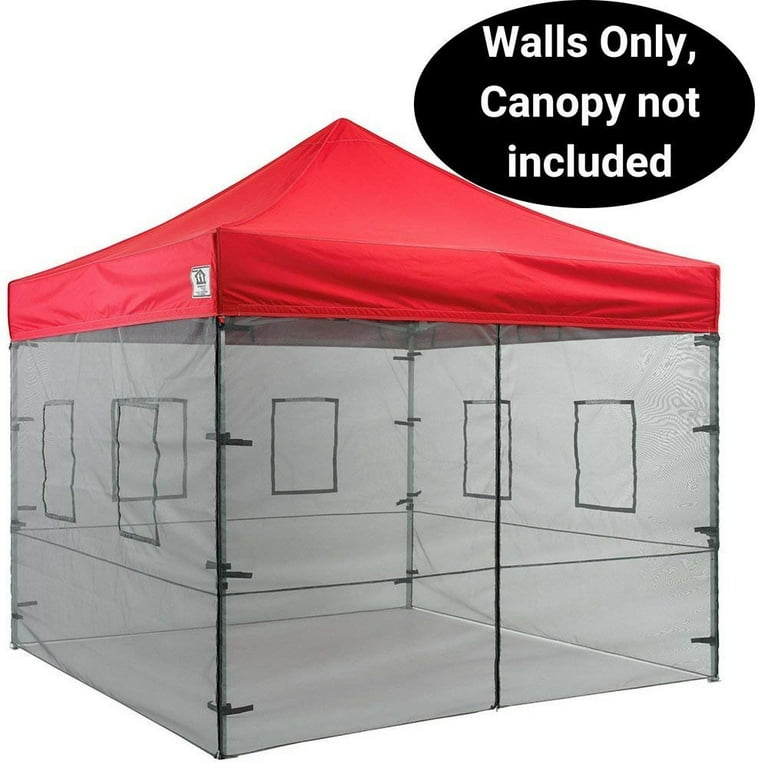 Impact Canopy Walls for 10 x 10 Canopy Tent, Food Service Mesh Sidewall Kit  with Service Windows, 4 Walls Only, Black Mesh 