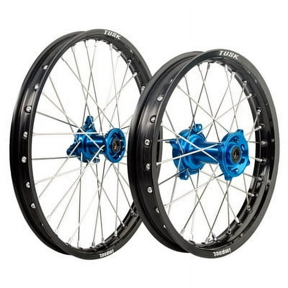 Impact Complete Front/Rear Wheel Kit 1.40 x 17/1.60 x 14 Black Rim/Silver Spoke/Blue Hub for Suzuki RM85 2002-2009
