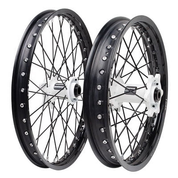 Impact Complete Front/Rear Wheel Kit 1.60 x 21/2.15 x 18 Black Rim/Black Spoke/White Hub for Yamaha YZ450F 2003-2018