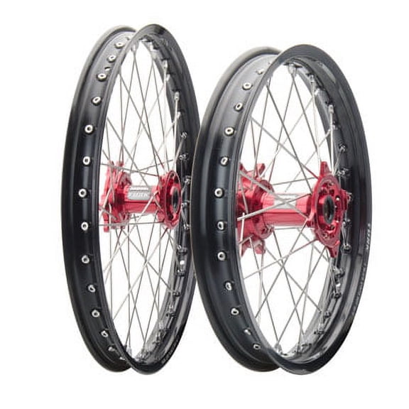 Impact Complete Front/Rear Wheel Kit 1.60 x 21/2.15 x 18 Black Rim/Silver Spoke/Red Hub for Honda CRF450R 2002-2012