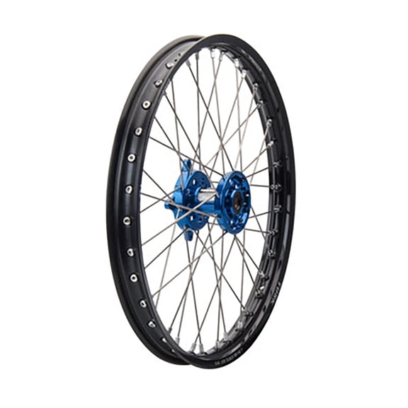 Impact Complete Wheel - Front 21 x 1.60 Black Rim/Silver Spoke/Blue Hub Compatible With Gas Gas MC 125 2021